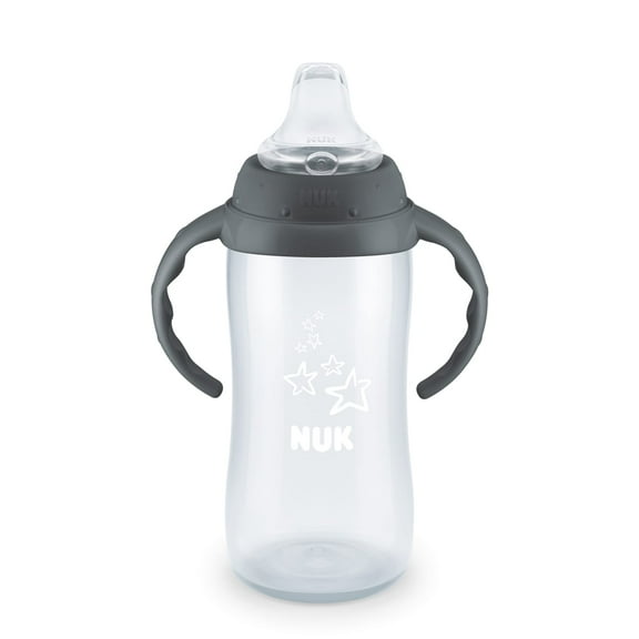 NUK Large Learner Tritan Cup, Soft Spout, 10 Ounce, Gray Star, 1 Count