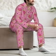 thumbnail image 7 of Salouo Watermelon Print Button-Front Long Sleeve Pajama Set for Men, Soft 2Pjs Men's Long Sleeve Sleepwear-Small, 7 of 7