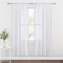 Rosnek Sheer Voile Curtain Panel, Rod Pocket Curtain Panels for Bedroom, Kitchen, Living Room,Yard, Kitchen, 3 colors