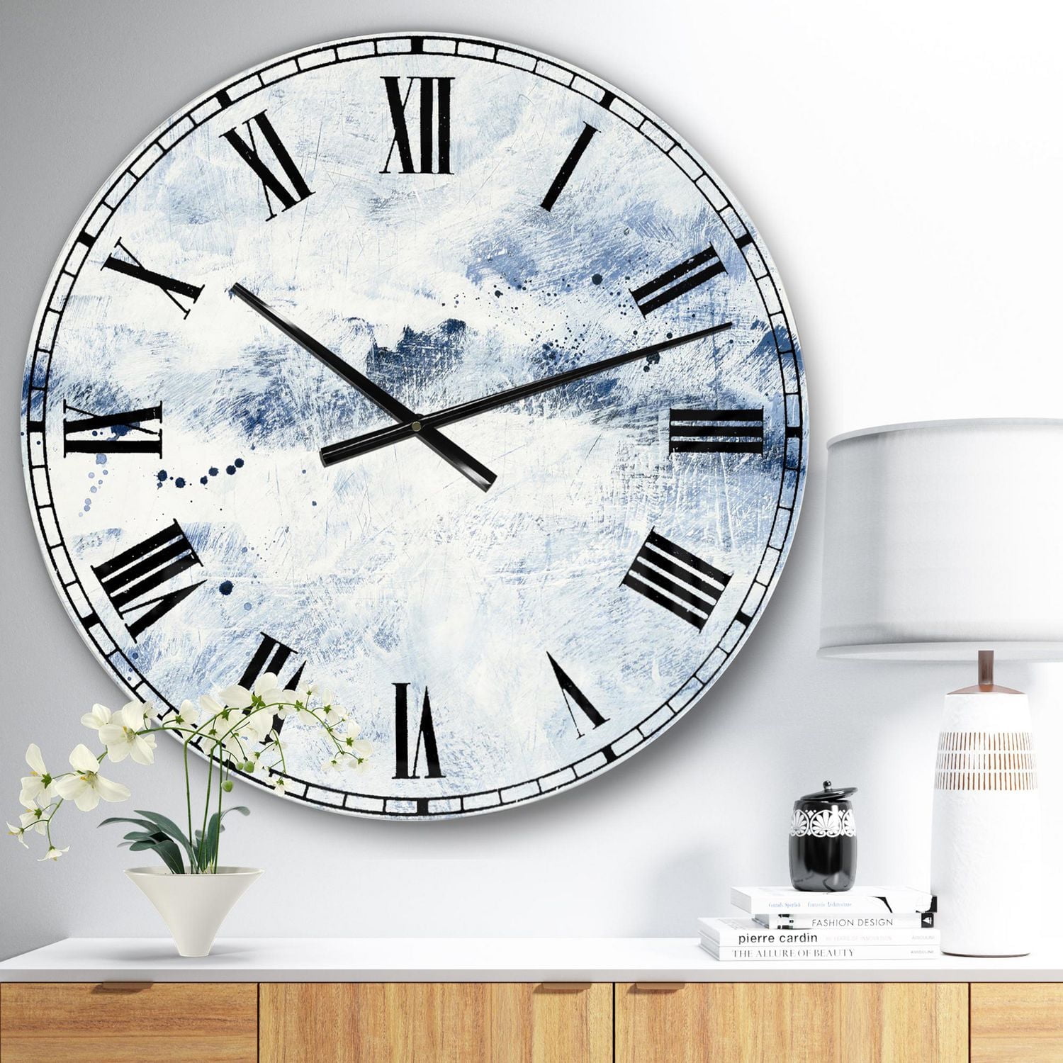 Designart 'Blue Wipe Out' Farmhouse wall clock