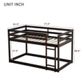 thumbnail image 3 of Tulib Low Bunk Bed Twin Over Twin, Bed Frame with Ladder, Safety Guardrails & Reinforced Slats, for Bedroom & Dorm, Coffee, 3 of 7