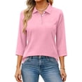 thumbnail image 2 of HAJWOH Pink Polo Shirts for Womens Work Short Sleeve T-Shirt Casual Button Down Uniform Top 2026 New Collared Tops Lightweight Blouse Pink 3XL, 2 of 5