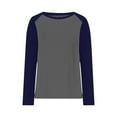 thumbnail image 2 of Lmnyox Women's Long Sleeve T Shirt Color Block Crew Neck Casual Fashion Pullover Tee Fall Winter Basic Tops, 2 of 5