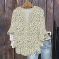 thumbnail image 2 of Ruimatai Women's V-Neck Lace Sleeve Blouse Casual Loose Fit Printed Shirt 3/4 Sleeve Button Down Top for Spring Summer Daily Wear Party Workout, 2 of 5