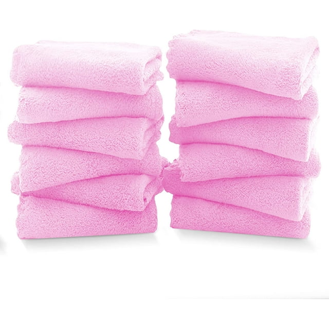 XINQIHANG 12 Pack Premium Washcloths Set-Quick Drying- Soft Microfiber Coral Velvet Highly Absorbent Wash Clothes-Multipurpose Use as Bath, Spa, Facial, Fingertip Towel (Frozen Berry)