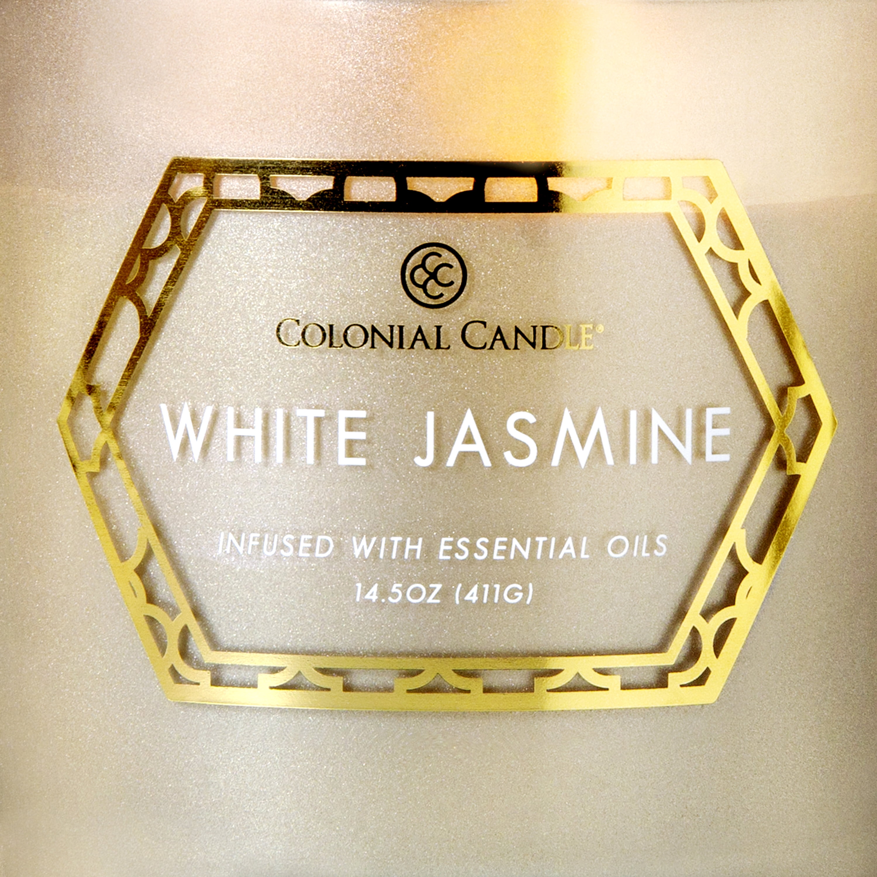 Colonial Candle White Jasmine 14.5oz 3 Wick Candle, Grey