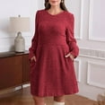 thumbnail image 6 of Oksale Womens Sweater Dress for Fall Casual Crewneck Knit Dresses with Pockets Long Sleeve Mini Dress Slouchy Comfy Bodycon Outfits 2025 Red XL, 6 of 7