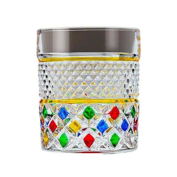 Handmade Crystal Glass Cup Drinking Glass for Water Juice Wine Elegant Color Block Design Desktop Liquid Storage Glassware