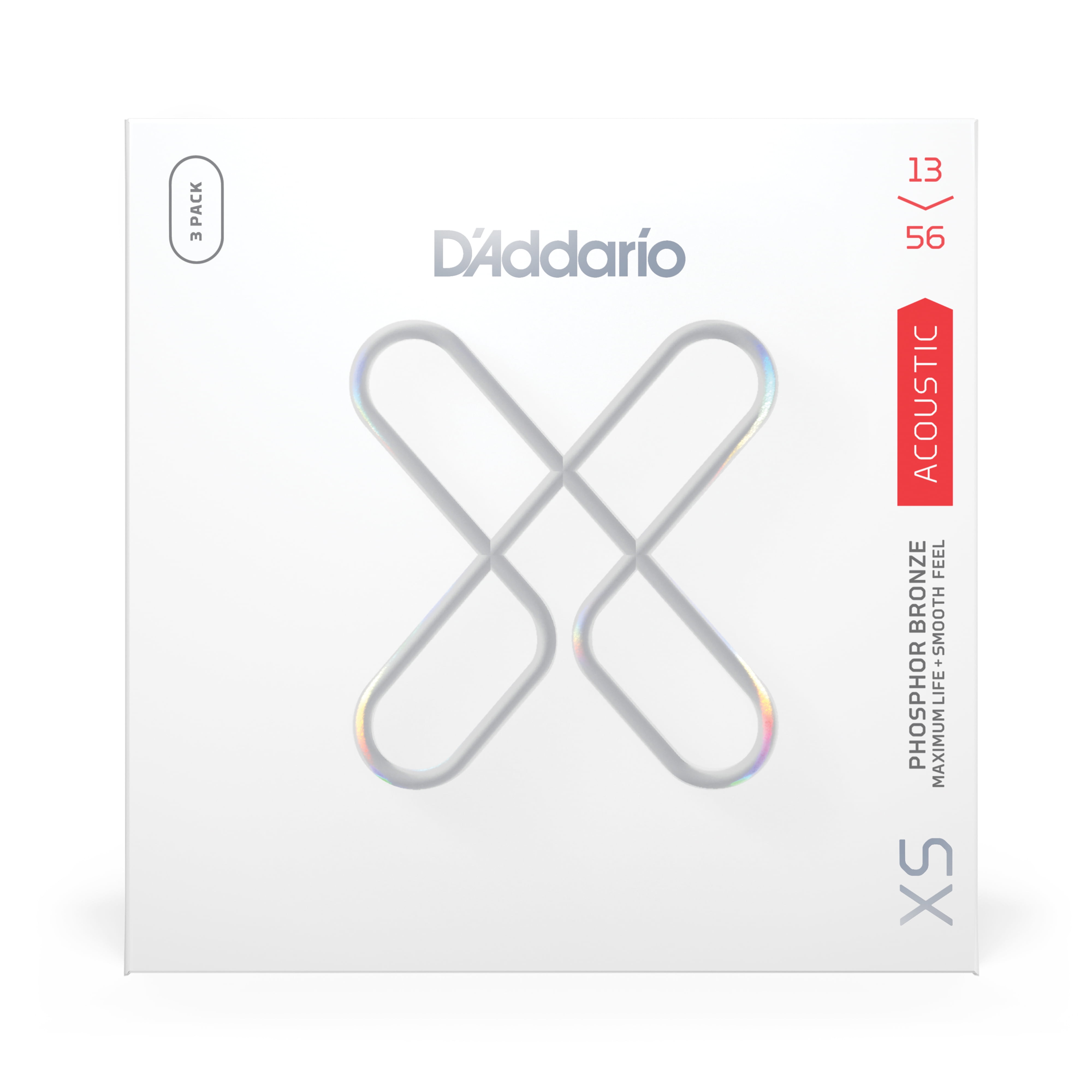 D'Addario XS Phosphor Bronze Coated Acoustic Guitar Strings 3-Pack - 13 - 56