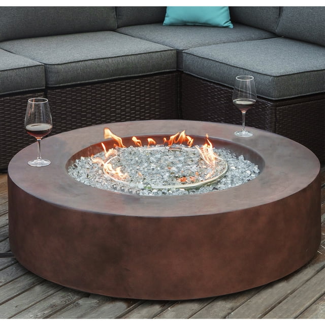 COSIEST Outdoor Propane Fire Pit Coffee Table with Bronze Round Base ...