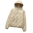 thumbnail image 4 of jtjvou Quilted Jackets for Women Zip Up Hooded Winter Coats Lightweight Loose Puffer Padded Outerwear with Pockets Beige XS, 4 of 7