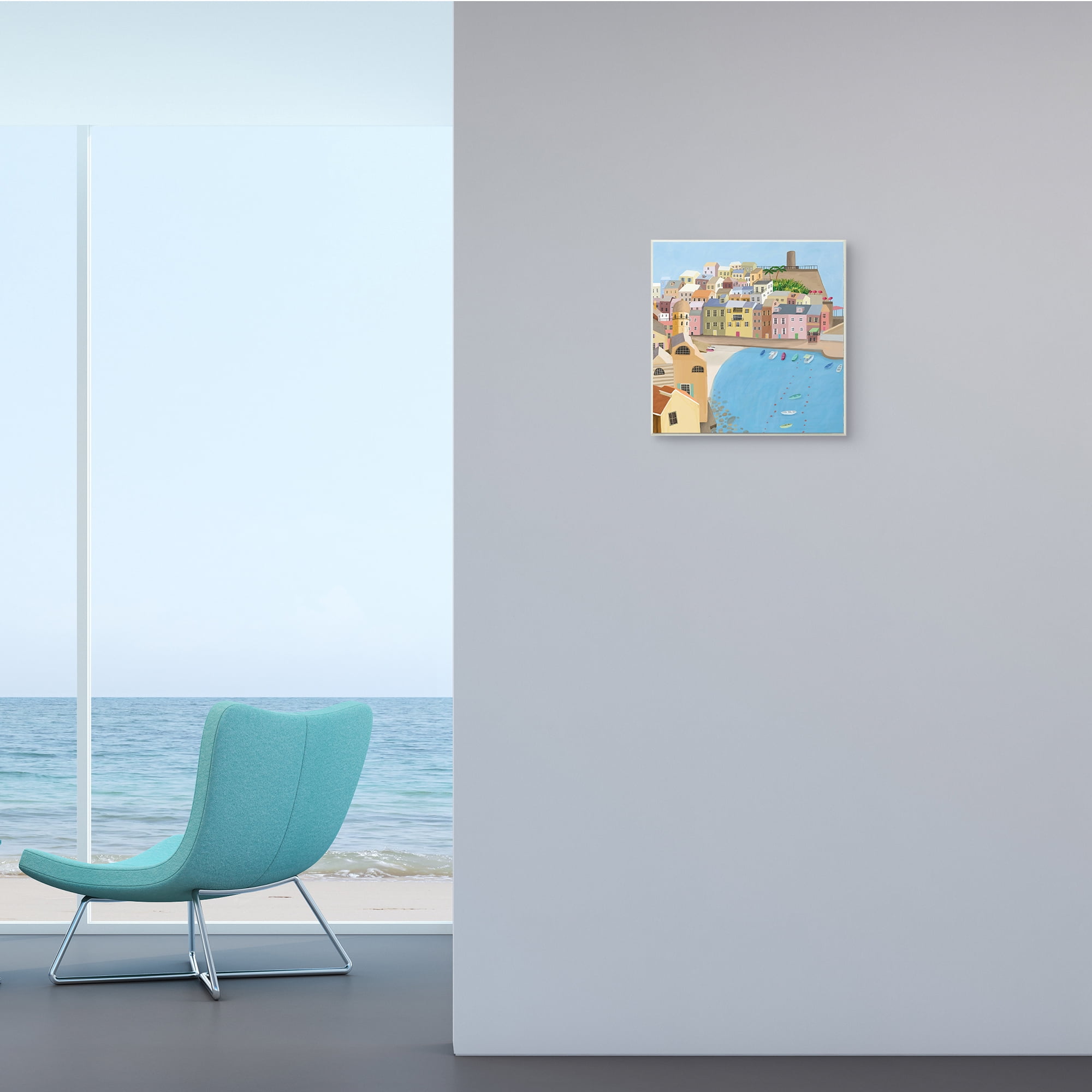 Italian Seaside Architecture Coastal City Port 12 in x 12 in Framed Painting Art Print, by Stupell Home Décor