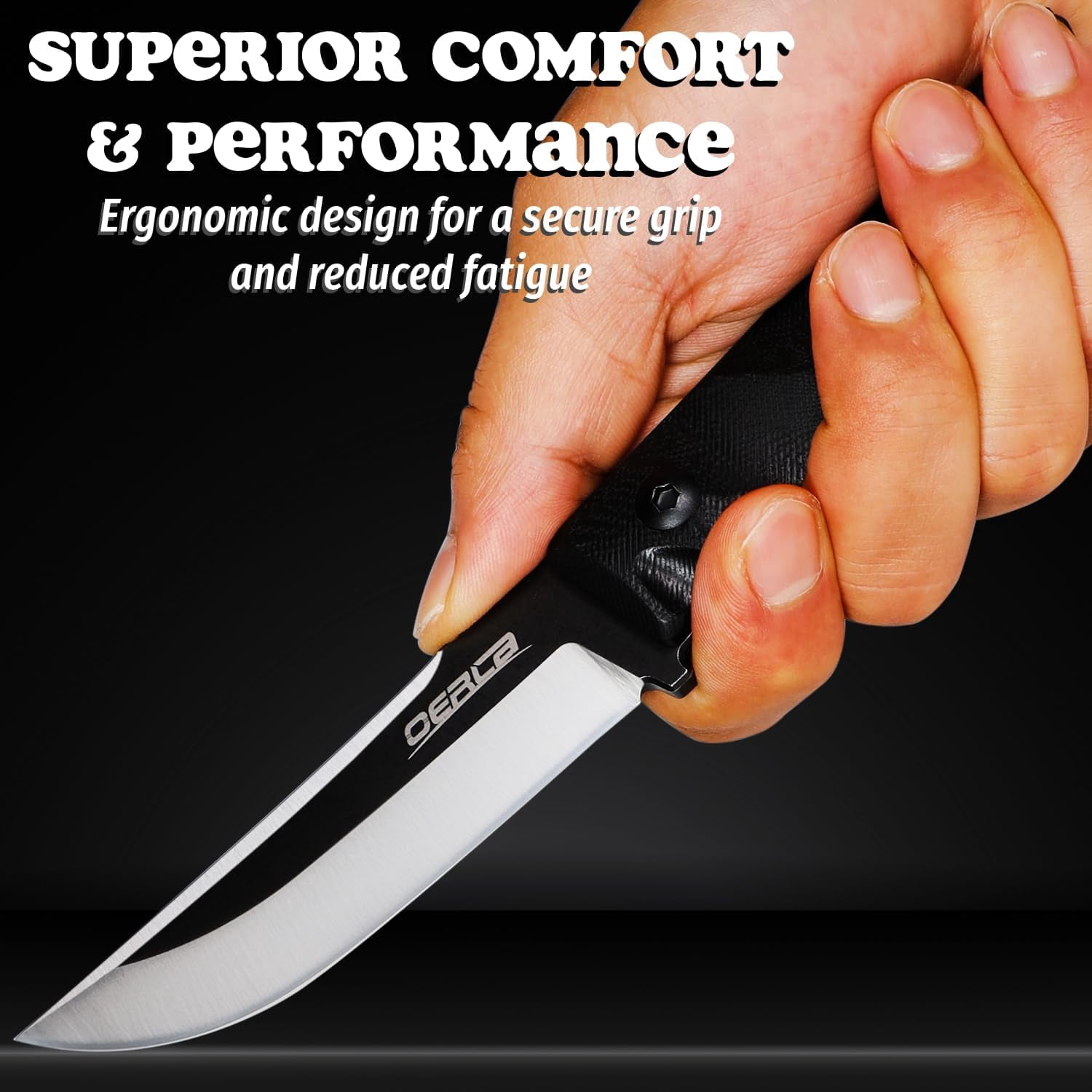 Oerla WS-0018 Tactical Fixed Blade Knife - 3.46in Razor Sharp Edge with Black G10 Handle Duty Belt Clip and Kydex Sheath