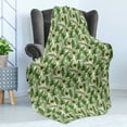 thumbnail image 4 of Leaves Soft Flannel Fleece Blanket, Monstera Leaf Illustration with Hawaiian Floral Elements in Nature Tones, Cozy Plush for Indoor and Outdoor Use, 50" x 60", Green Cream Pale Green, by Ambesonne, 4 of 5