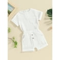thumbnail image 3 of FEORJGP Toddler Boys Summer Outfit 6M 1T 2T 3T 4T Infant Baby Short Sleeve T-Shirts Crewneck Shirt Button Tops Solid Color Shorts Sets Little Boy Loose Casual Daily Clothes, 3 of 9