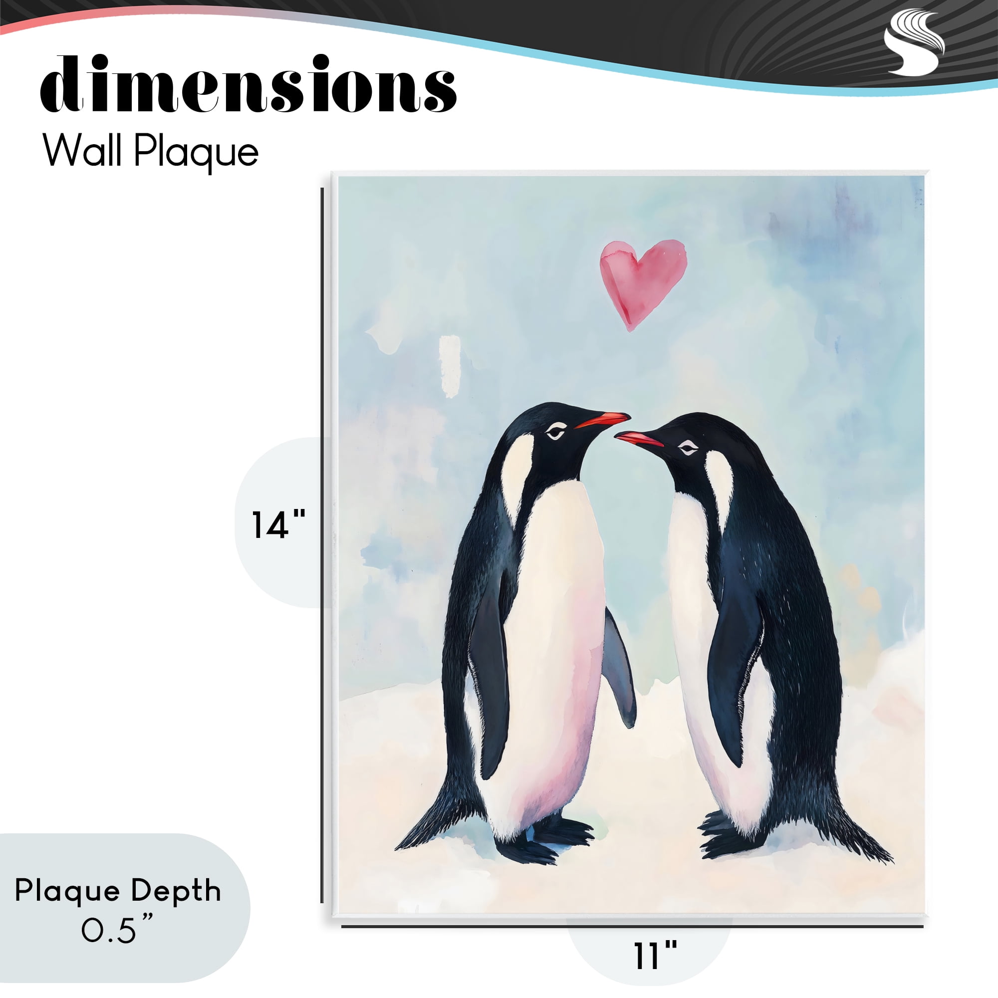 Stupell Industries Penguin Love with Heart Wall Plaque Art, design by The Prints Vibe