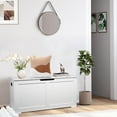 thumbnail image 2 of Entryway Storage Bench, Shoe Storage Chest Cabinet with 2 Safety Hinges,White, 2 of 8