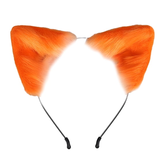 TUWAFE 2026 New Handmade Simulation Fox Ears Hair Band Movable Cat Ears Hair Hoop Plush Animal Ear Headband Headdress Props for Party,Cosplay,Festival,Photo Booth (Orange)