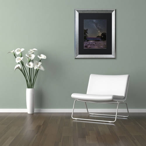 Trademark Fine Art "Swift River Night" Canvas Art by Michael Blanchette Photography Black Matte, Silver Frame