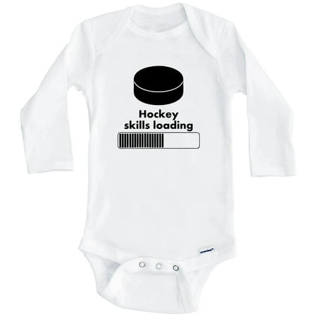 

Hockey Skills Loading Funny One Piece Baby Bodysuit (Long Sleeve) 3-6 Months White