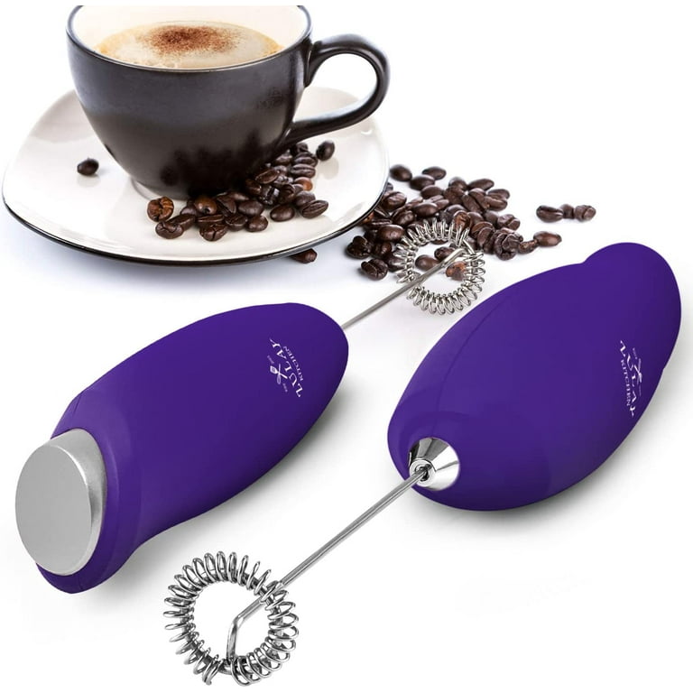 Zulay Kitchen One-Touch Milk Frother for Coffee Easy-Use Handheld Frother -  Hot Pink, Gold Button