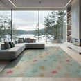 thumbnail image 2 of ODIKA 6'x9' Washable Area Rug Easy Care, Non-Shedding, Nautical Ocean Wave Border Motif Seashell Turtle Reef Starfish Playful for Queen Size Bedroom Under Bed Master Suite, 2 of 7
