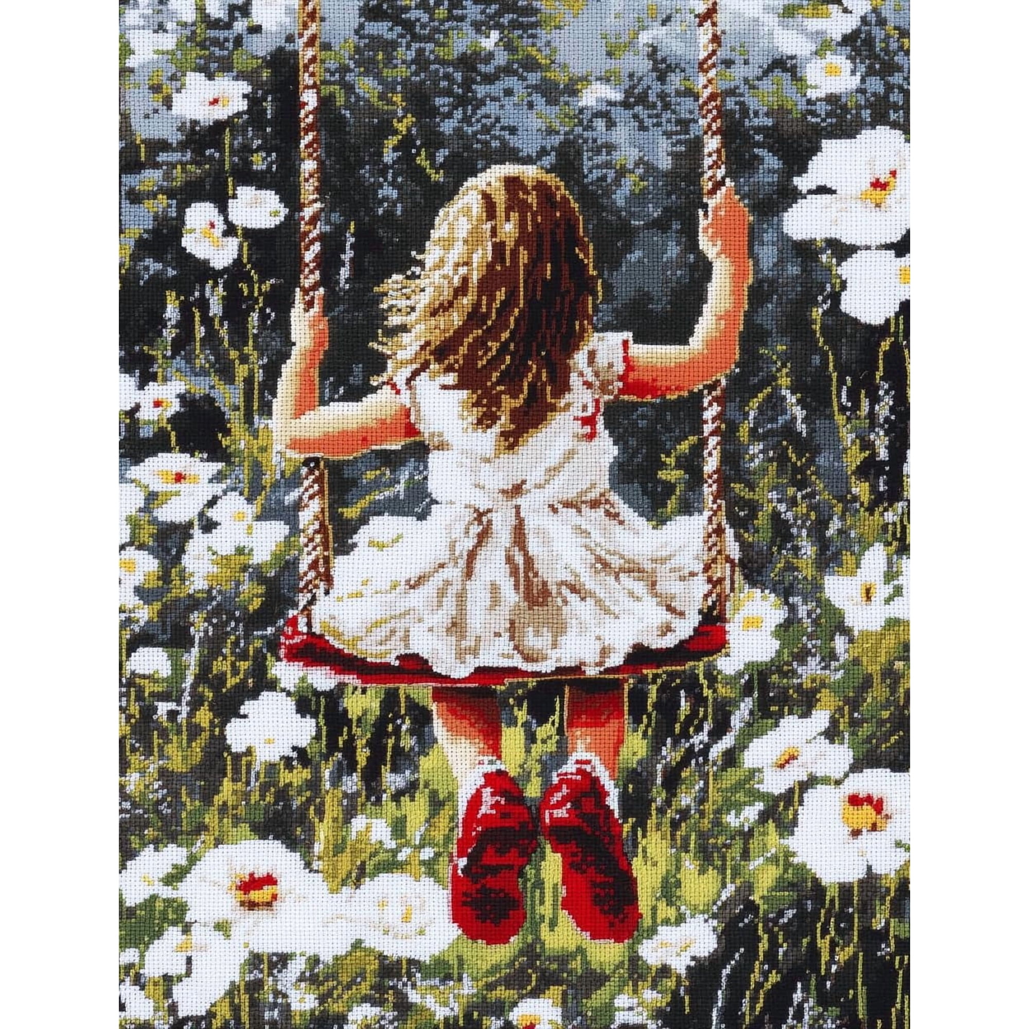 DIY Cross Stitch Kit for Beginners Simple Young Female 11CT Embroidery Kit with Pattern Stamped Needlepoint Craft Kit 40x50cm-1