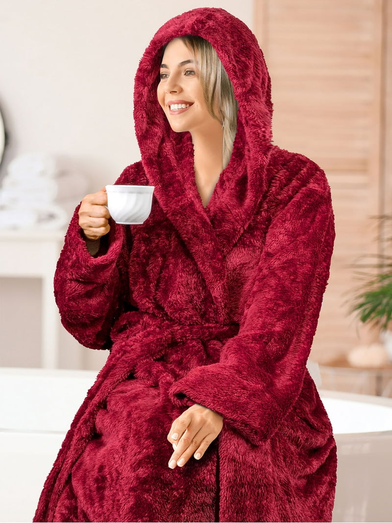 fitted lace wedding dress Men's Red Solid Color Flannel Robe