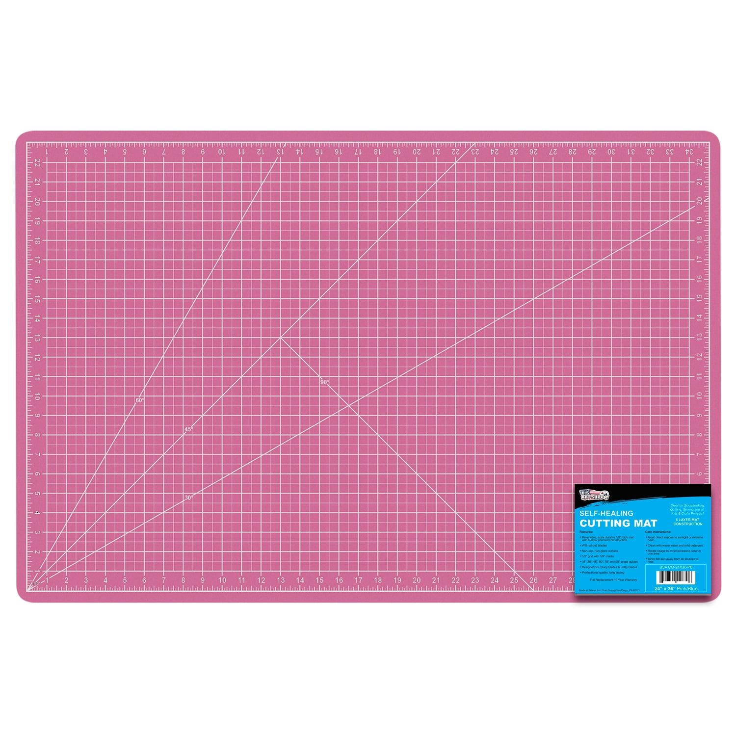 Sewing US Art Supply 24 x 36 PINK/BLUE Professional Self Healing 5-Ply Double Sided Durable Non-Slip PVC Cutting Mat Great for Scrapbooking Quilting 