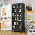 thumbnail image 6 of 75" H Locking Display Cabinet with Glass Door, Metal Curio Cabinets with 5 Adjustable Shelves, Cabinet Display Case for Living Room, Liquor, Clinic, Home - Assembly Required Black, 6 of 8
