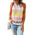 thumbnail image 1 of Camisetas sin mangas con cuello halter, chaleco de verano, camiseta elegante con bloques de color para mujer, 1 of 5