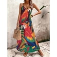 thumbnail image 3 of Multicolor Parrot And Tropical Print V-Neck Sleeveless Maxi Dress For Women, 3 of 4