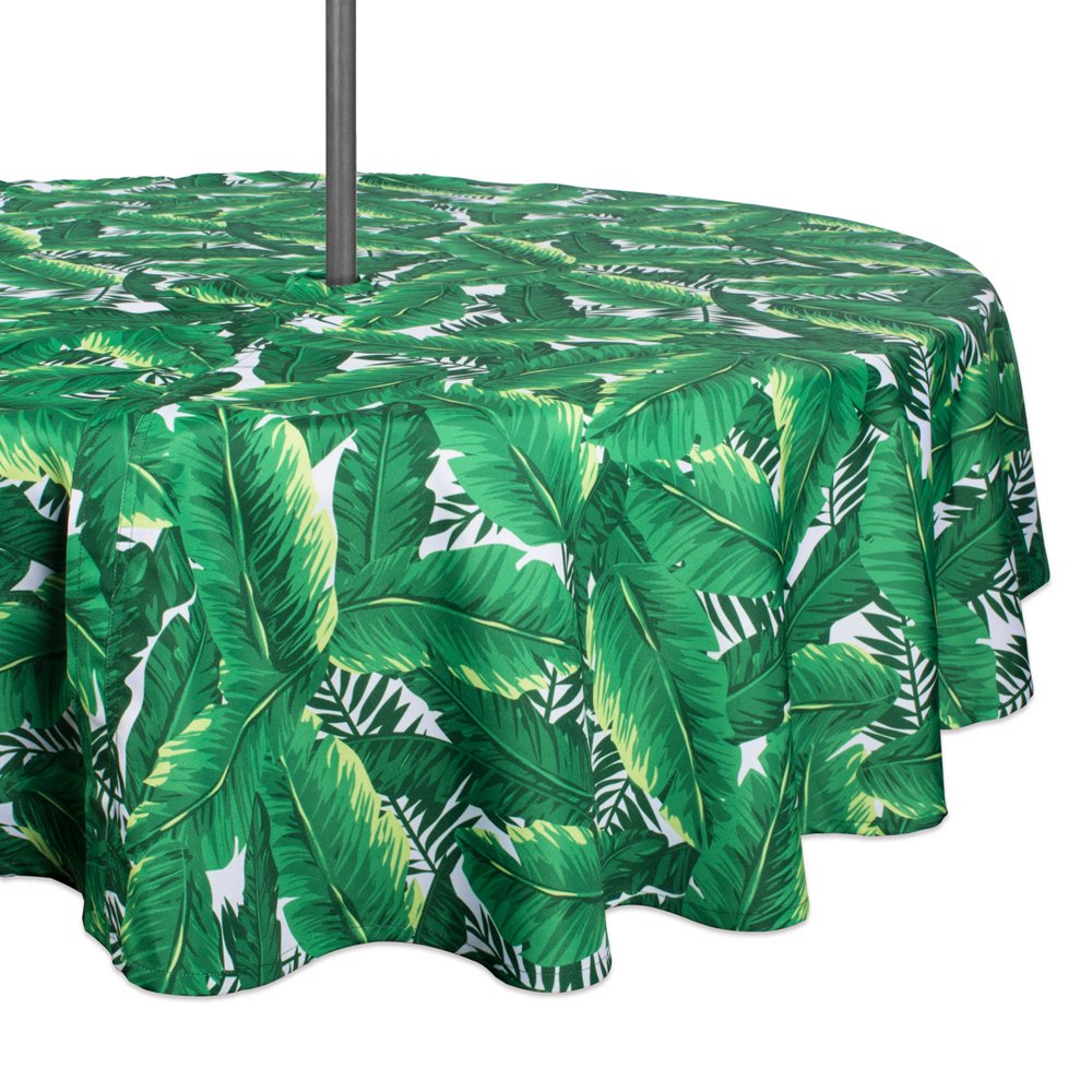 DII Banana Leaf Outdoor Tablecloth With Zipper 52 Round