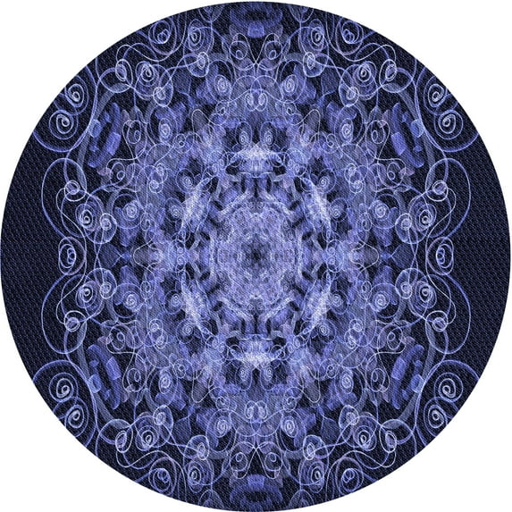 Ahgly Company Machine Washable Indoor Square Transitional Night Blue Area Rugs, 3' Square