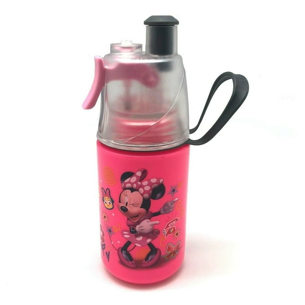 O2COOL Mist 'N Sip Squeeze Kids Misting Water Bottle, 12 oz, Disney Jr Minnie Mouse, Pink