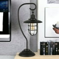 thumbnail image 2 of HomeRoots 524331 22 in. Metal Arched Table Lamp with Black Cage Shade, Black, 2 of 5