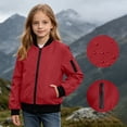 thumbnail image 3 of Lutiedan Girls Bomber Jacket Zip Up Waterproof Lightweight Windbreaker Jacket Casual Baggy Windproof Jacket with Pcoket Size 5-16, 3 of 10