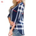 thumbnail image 1 of Camiseta con estampado a cuadros Mujer Otoño Manga 3/4 Blusa con cuello en V profundo Top suelto Sweethay AP000101-25B, 1 of 4