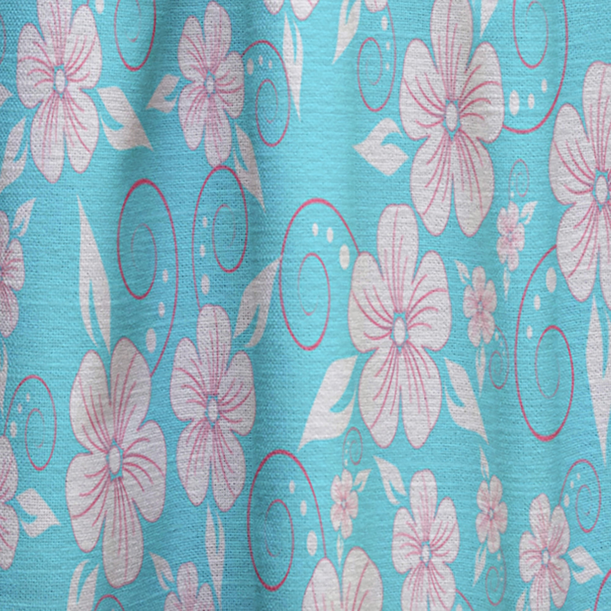 Designart 'Flower Pattern On Turquoise Pattern' Modern & Contemporary Curtain Panel