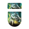 thumbnail image 2 of HELLHERO Round Toilet Lid Dust Cover, Stretch Fit Polyester Fabric Bathroom Toilet Cover Set, U-Shaped Wolf Motif, 2 of 8