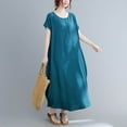 thumbnail image 4 of Ashirexll Womens Summer Dresses, Flowy Dresses for Women, Summer Plus Size Round Neck Loose Casual Mid-Length Dress, 4 of 5