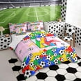 thumbnail image 2 of Erosebridal Letter K Pink Gradient Soccer Ball Print Bedding Comforter Set, Sports Monogram Queen Bedding Sets for Kids Boys and Girls, Reversible 7 Pieces, 2 of 6