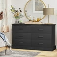 thumbnail image 3 of 6 Drawer Double Dresser for Bedroom, Modern Chest of Drawers Large Storage Cabinet for Living Room Hallway, Black, 3 of 11