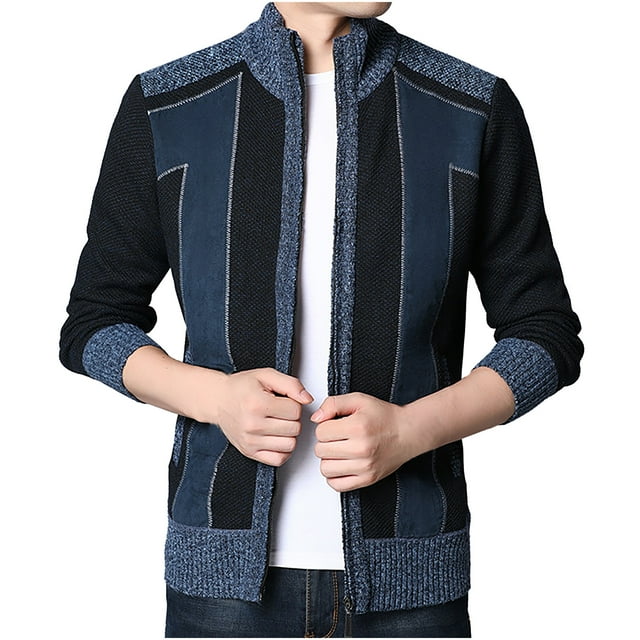 DPTALR Hommes Décontracté Hiver Col Roulé Manches Longues Cardigan en Tricot à Fermeture Éclair Chandail Manteaux