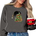 thumbnail image 1 of WEAIXIMIUNG Chandails Courts pour Femmes Ensemble Mignon Motif Arbre de Noël Chat Lumières Col Rond Manches Longues Chandail à Capuchon pour Femmes Chandail Décontracté de Vacances, 1 of 3