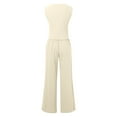thumbnail image 5 of Women's 2 - Piece Cotton Casual Outfit - Sleeveless Vest & Wide - Leg Trousers, for Daily & Formal, Sizes S - XXL, 5 of 6