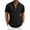 Black, variant on Mens Linen Beach Shirts Short Sleeve Henley V Neck T-Shirt Regular Fit Casual Vacation Tshirts Summer Solid Button Up Collarless Tee Shirt Black XXL