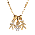 thumbnail image 1 of Collar para Mujer de Niños Personalizado LuckyLy, Baño de Oro 14k y Zirconia Cúbica, Cadena y Charms, Modelo Darcy Niño y Niña dorado 2 Niños 1 Niña, 1 of 6
