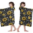 thumbnail image 4 of Black White Bee Heart Sunflower Pattern Hooded Bath Towel，50"x30" for Ages 3 To 12 Kids, Quick Dry Lightweight Soft Microfiber Hood Beach Towel Cover Up for Kids, 4 of 7