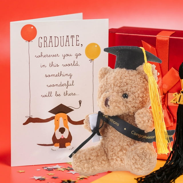 OULII 16Set Congrats Grad Stuffed Toy Graduation Themed Bears For Graduation Ceremony And Decor